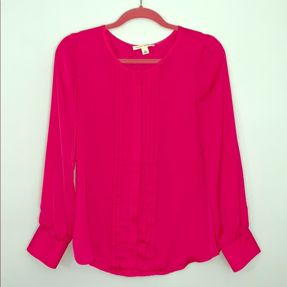 COPY - Hot pink tuxedo pleat blouse